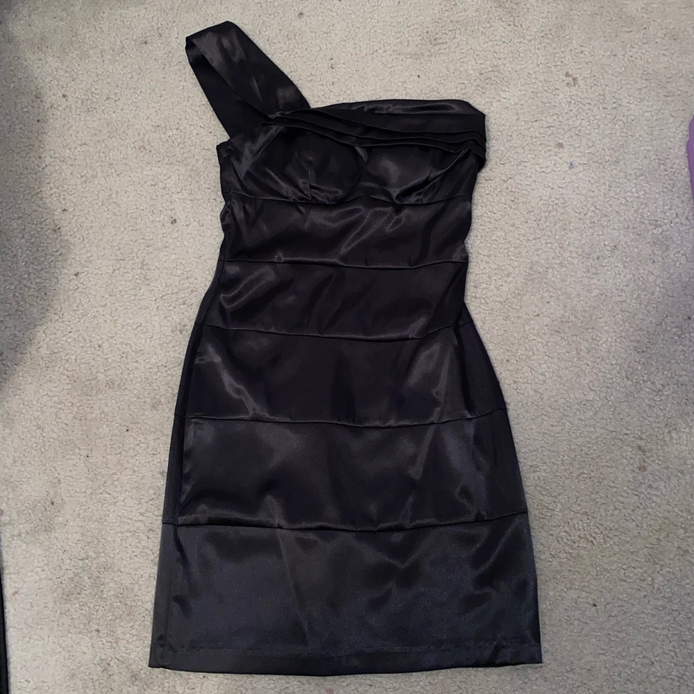 Ruby Rox Black One Shoulder Strap Dress - Picture 1 of 3